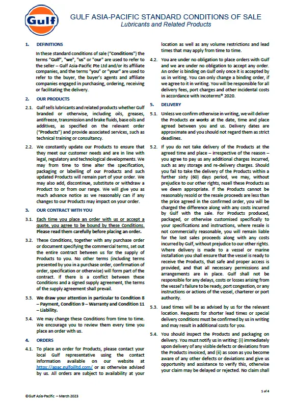 GAP Standard Terms of Sale - 2026 FINAL